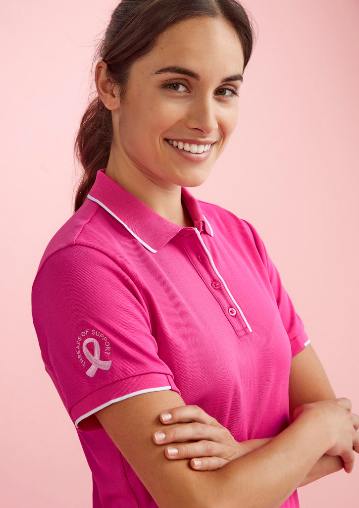 TRADIES SUPPORT THE LADIES - WOMENS PINK SHORT SLEEVE POLO