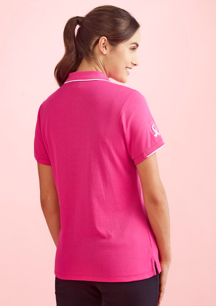 TRADIES SUPPORT THE LADIES - WOMENS PINK SHORT SLEEVE POLO