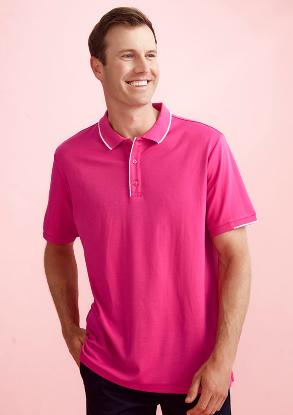 TRADIES SUPPORT THE LADIES MENS PINK SHORT SLEEVE POLO