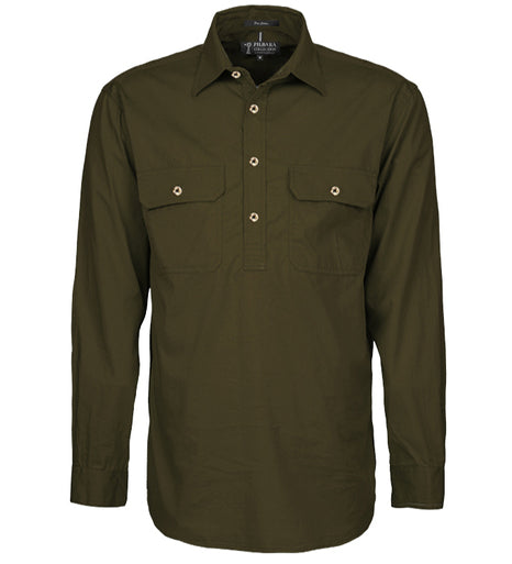 RITEMATE RM200CF PILBARA MENS CLOSED FRONT LONG SLEEVE SHIRT