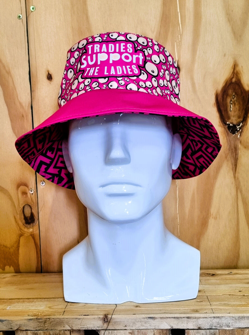 TRADIES SUPPORT THE LADIES BUCKET HAT - PINK