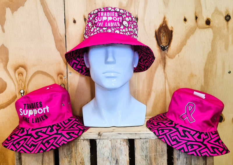 TRADIES SUPPORT THE LADIES BUCKET HAT - PINK